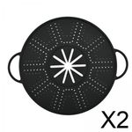 2x Silicone Spill Stopper Lid Boil Over Spill Stopper with Steam Vents, Heat