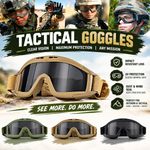 Tactical Safety Goggles 3 Lens Windproof Dustproof Protective Glasses Motorcycle