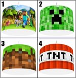 PIXELS MINING GAMING Bedroom Light Shade lampshade 8" , 10" or 12"  4 DESIGNS
