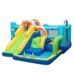 COSTWAY Jumbo Inflatable Kids Bounce Castle 7-in-1 Jumping House w/ Long Slide