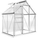 192.5 x 131cm Walk In Polycarbonate Greenhouse Silver Tone