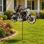 Metal Star Garden Windmill Iron Outdoor Garden Rotatable Motorcycle Windmill