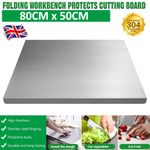 80x50CM 304 Stainless Steel Folded Edge Worktop Saver Chopping/Cutting Board UK