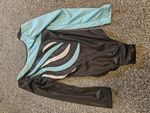Black & Aqua Leotard - Shimmering Blue - Detailed Emroided Accent Front Of Arm