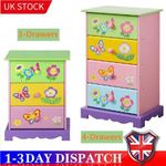 Wooden Chest of Drawers Children's Bedroom Bedside Cabinet 3/4 Drawer Organizer