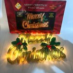 Vintage Merry Christmas Window Display Silhouette Lights Premier