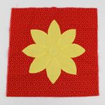 Vintage Handmade Flower Quilt Block 16" x 16" Yellow and Orange