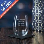 Personalised Engraved 475ml Corto Stemless Wine Glass with Gift Box