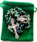 MAY BIRTHSTONE    Emerald    ITALIAN GLASS ROSARY    6mm Beads   Aurora Borealis