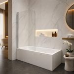 1400mm Height 180° Pivot Shower Bath Screen Tempered Glass Door Panel Easy Clean