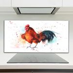 Kitchen Splashback Toughened Glass 120x60 painting chicken paint colourful bird