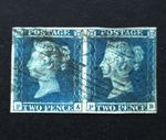Queen Victoria Pair GB 2d Blue SG.14 Used 3/4 Margins Good Quality Stamp VF