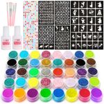 40 Colour - Glitter Tattoos for Kids, Glitter Tattoo kit, Temporary Tattoos A-40