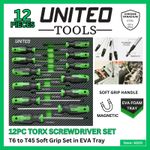 Magnetic TORX Screwdriver Set 12PC Star Tork Tool Set T6-T45 in EVA Tray