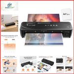 Compact Black A4 Laminator with NTC Control, 5 Pouches - Ideal for Home & School