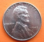 WAR CENT - 1943 P - ONE CENT - UNCIRCULATED - ZINC COATED STEEL - EXC.