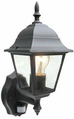 Outdoor 4 Sided White Or Black Wall Lantern Security Light Complete With PIR