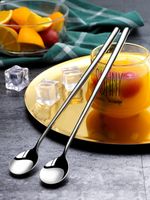 5PCS Stainless Steel Long Handle Spoons Coffee Ice Cream Stirring Spoon Set UK.