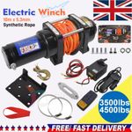 Electric Winch 12V Synthetic Rope Truck Trailer Towing Off Road Wireless Remote