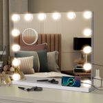 50x42 Large Hollywood Makeup Mirror with Charging Dimmable LED Bulb Light Mirror
