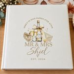 Personalised White Wedding Photo Album Mr & Mrs Champagne Design, 55 Pages