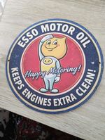 Esso Motor Oil - Keeps Engines Extra Clean-Happy Motoring Wooden Sign. Advert s4