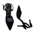 Womens Court Shoes Black Size UK 3 EU 36 Ankle Straps Faux Suede Mid Heels Pumps