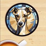 Pet Dog Coaster, Stained Glass Effect Print,  Whippet