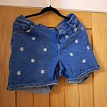 Women’s Blue Denim Floral Embroidered Shorts Size 16 Regular Fit Zip