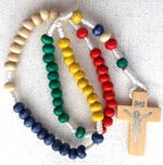 MISSIONARY ROSARY     Corded  with Oval Wood Beads