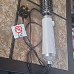 White Electric Hot Air Brush Dryer Styler with Round Brush Attachment