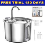 Stainless Steel Cat Water Fountain 2.2L Automatic Dispenser w/LED Light & Filter