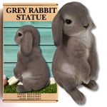 Standing Grey Rabbit Ornament Indoor Outdoor Use | Hare Garden Statue Sculpture