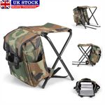 2 in 1 Folding Fishing Stool Backpack, Portable Camping Chair with Backpack