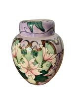 A Moorcroft "Blakeney Mallow" ginger jar, Art Nouveau-style pottery.
