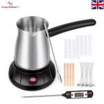 Durable 600ml Electric Wax Melting Pot with Thermometer and Wicks - Gift Ready