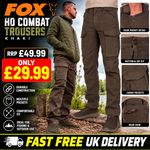 Fox HD Combat Trousers Khaki Cargo Comfort Carp Fishing Outdoor CFX458 Size L