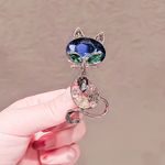 Art Deco Style Enamel Crystal Electroplated Kitten Brooch Shawl Cat Pin