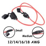 12/14/16/18 AWG Inline Fuse Holder to Accept Mini Blade Fuses Splash Proof Car