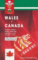 Wales v Canada Challenge Match at Cardiff Arms Park 10th November 1993