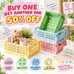 UK Folding Collapsible Storage Crates Plastic Basket Stacking Kitchen Desk Boxes