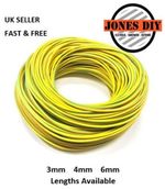 GREEN/YELLOW EARTH SLEEVING PVC 3MM 4MM 6MM CABLE TUBING PROTECTION ELECTRICAL
