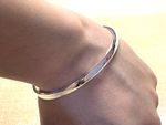 Solid Sterling Silver Stamped Mens Simple Slim Bar Torque Bangle Cuff Bracelet