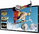 Projector Screen 200 Inch 16: 9 Wrinkle-Free Portable Projector Screen HD/3D/4K
