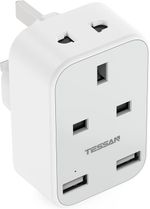 Shaver Plug Adaptor UK with Double USB 2 Pin to 3 Pin Adapter for Bathroom EU US