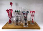 PIMM'S Serving Set Plastic Jug Tea Pot & Twizzlers Wooden Tray 4 Glasses Summer