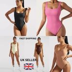 MOOSLOVER Ribbed Tummy Control Solid Color Sleeveless Seamless Bodysuit