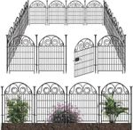 10 PACK Metal Garden Fence with Gate-24ft Long Decorative Fencing Animal Barrier