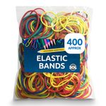 400pk Strong Elastic Rubber Bands Assorted Colours Sizes Home, School and Office