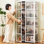 5‑Tier Double Door Acrylic Standing Display Cabinet Collection Showcase White